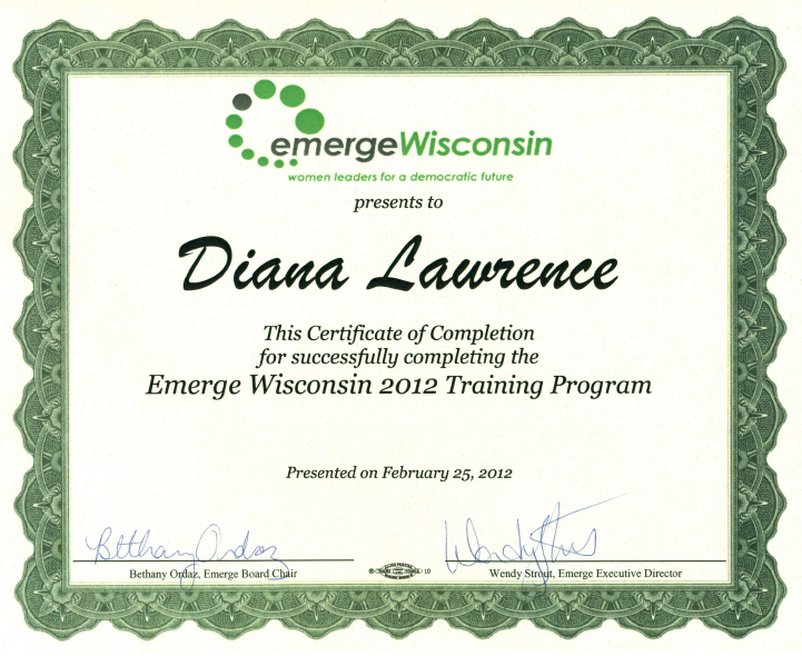 Emerge Wisconsin graduation certificate